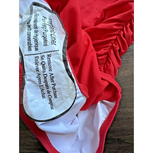 Lauren Ralph Lauren Women's Plus Size Asymmetric One-Piece swimsuit Red 16w - Picture 9 of 9